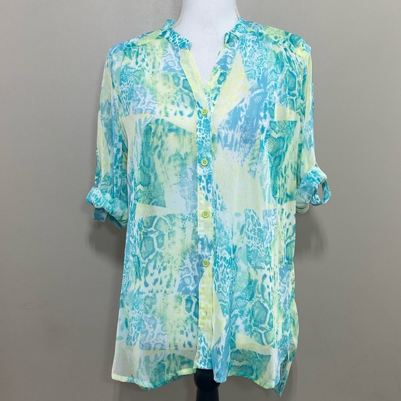 NWT Thesis chiffon Bottoms down shirt size medium - Picture 2 of 6